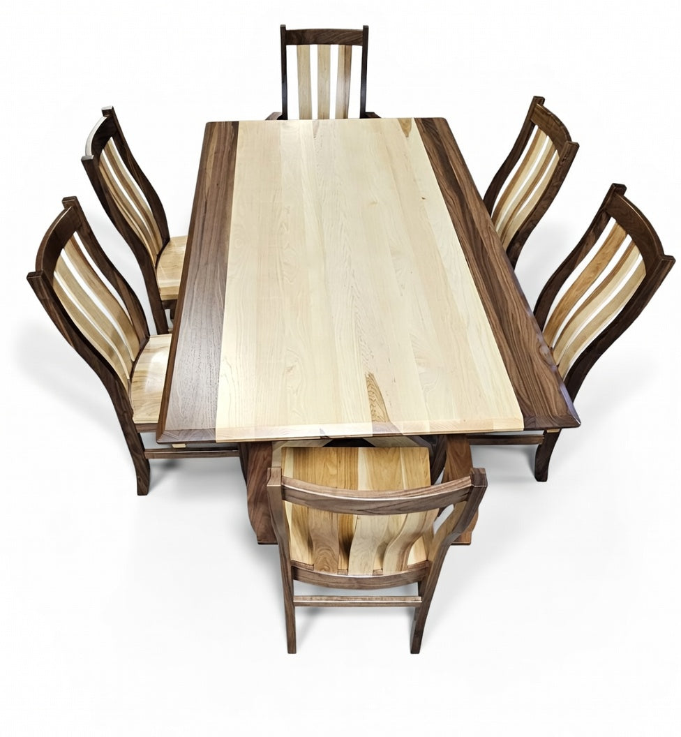 Walnut and Hickory Table and Chair Set