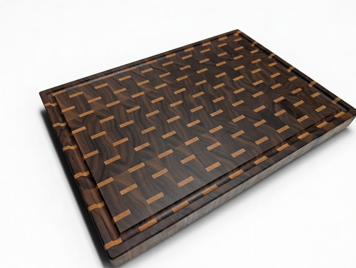 Striped Walnut and Maple Endgrain Cutting Board