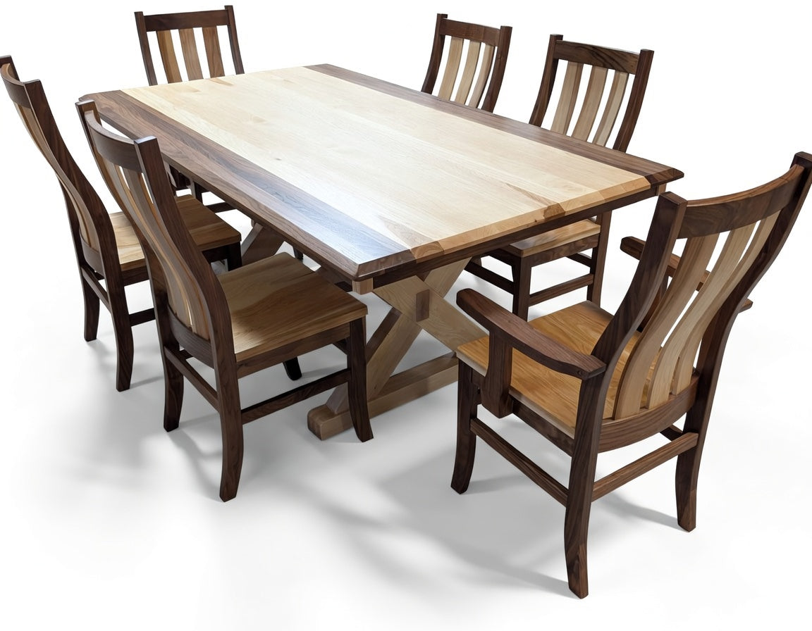 Walnut and Hickory Table and Chair Set