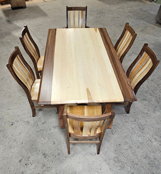 Walnut and Hickory Table and Chair Set