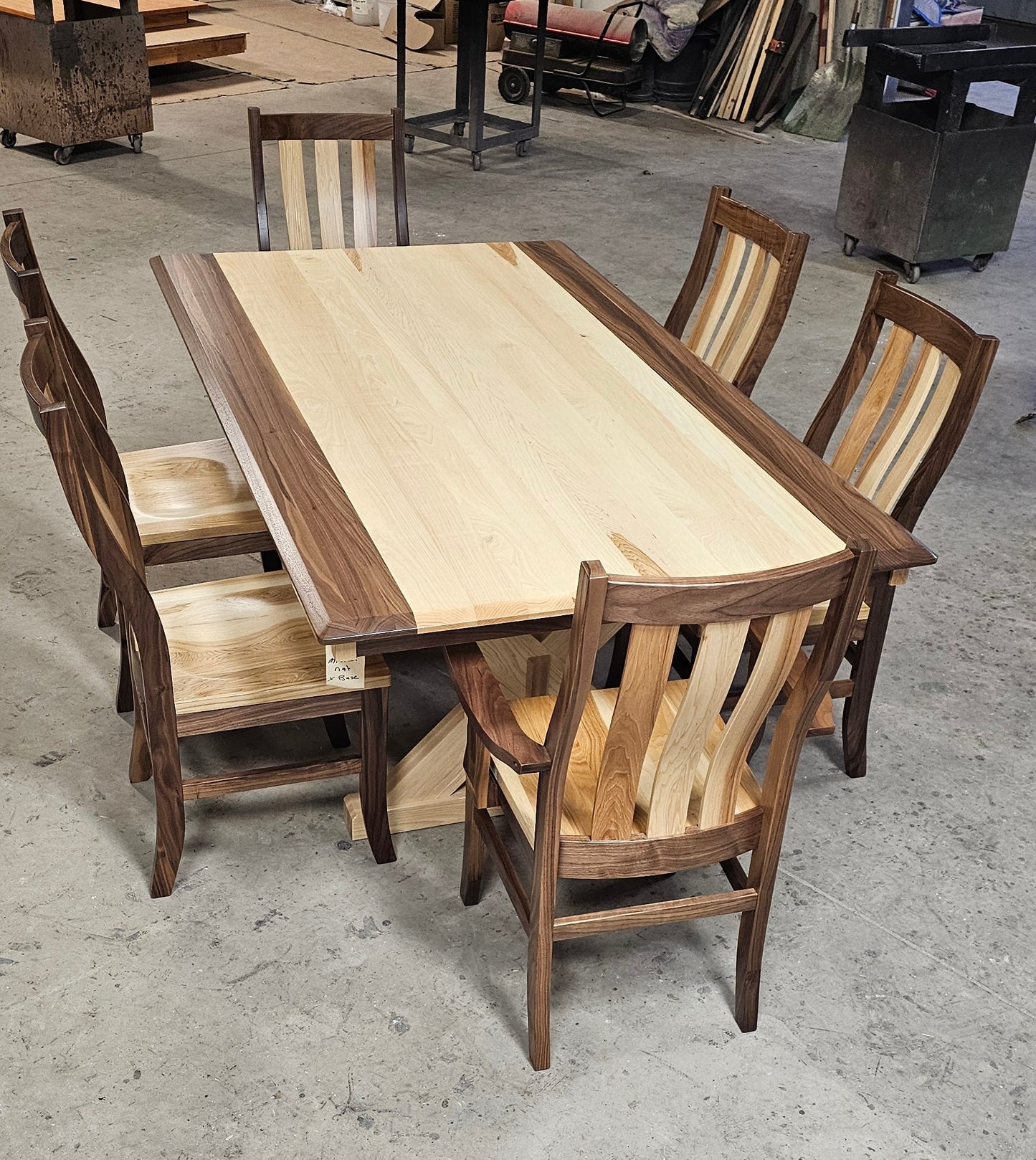 Walnut and Hickory Table and Chair Set
