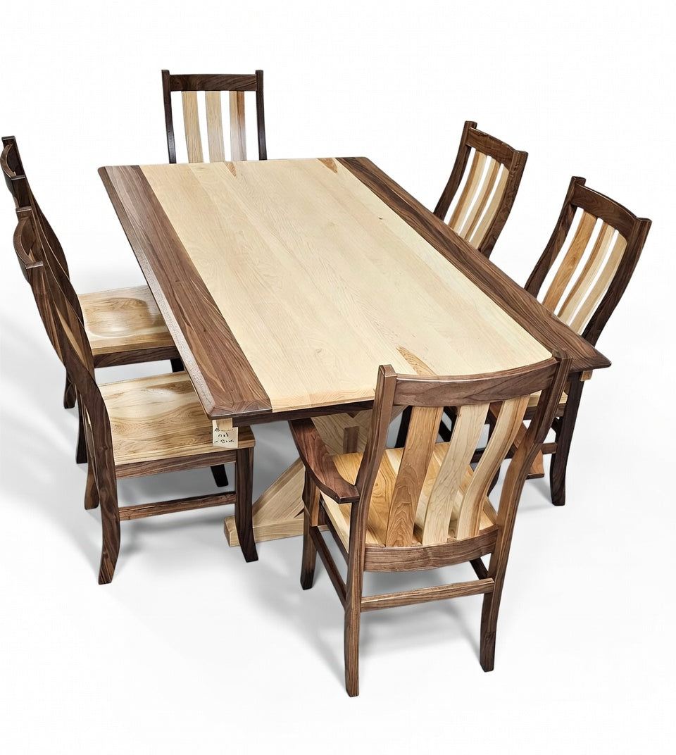 Walnut and Hickory Table and Chair Set