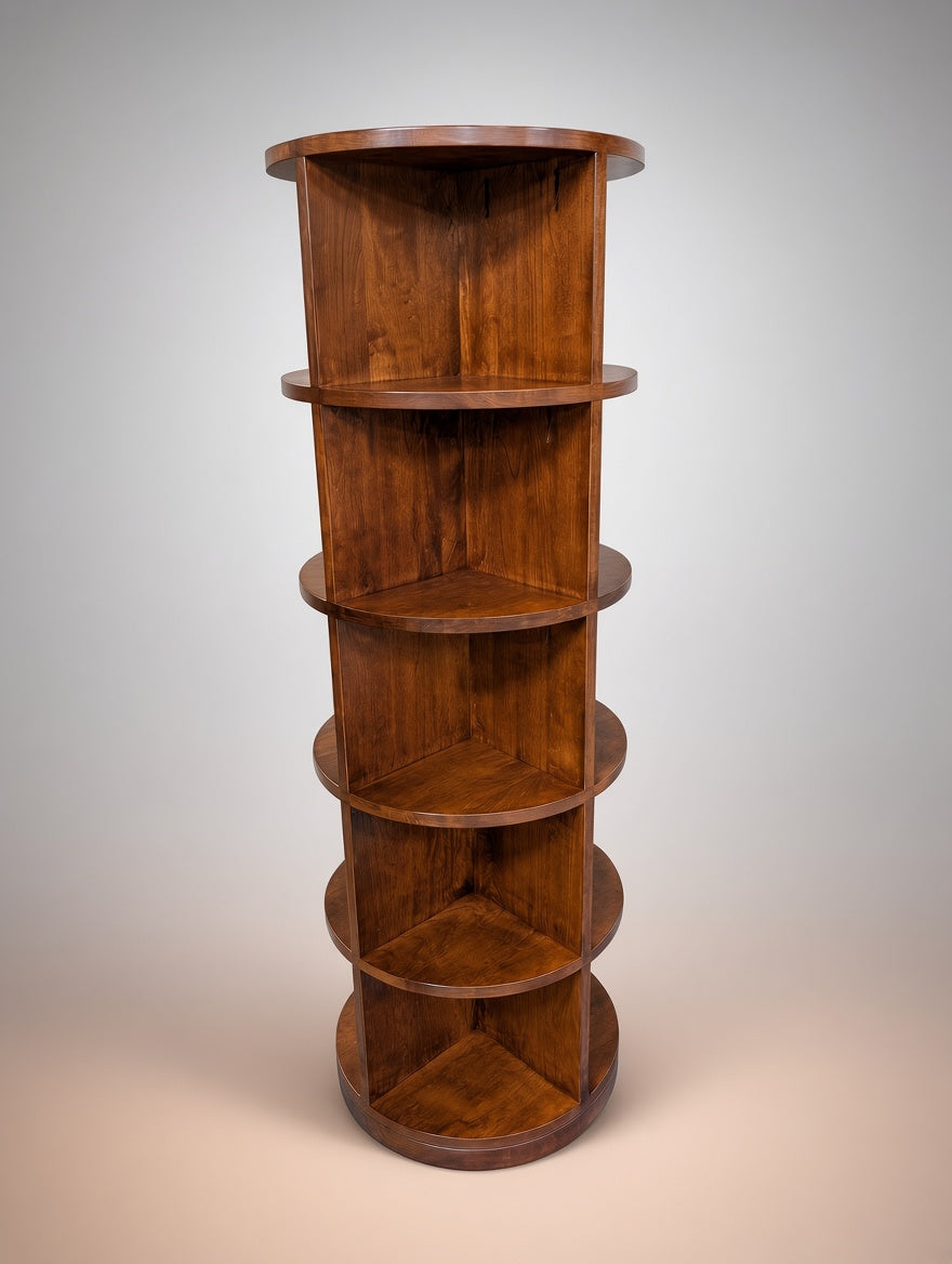 Handcrafted 5-Tier Rotating Bookshelf