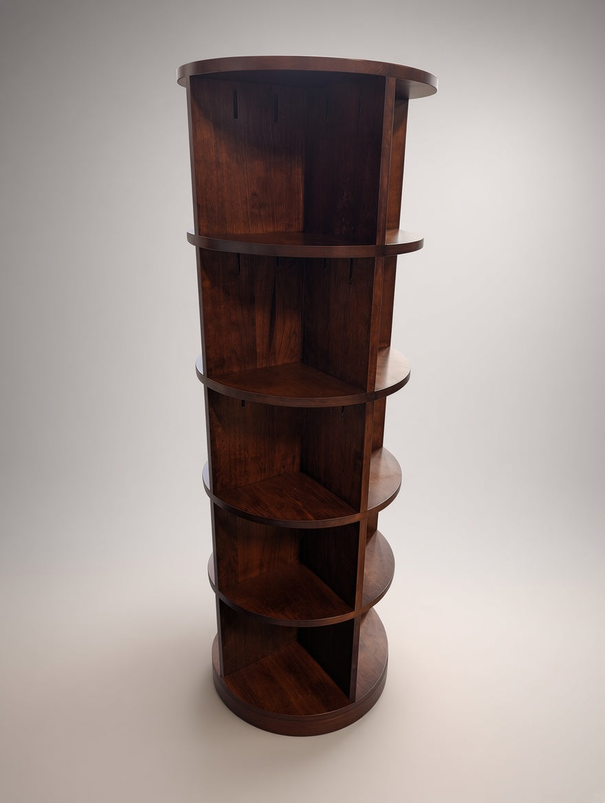Handcrafted 5-Tier Rotating Bookshelf