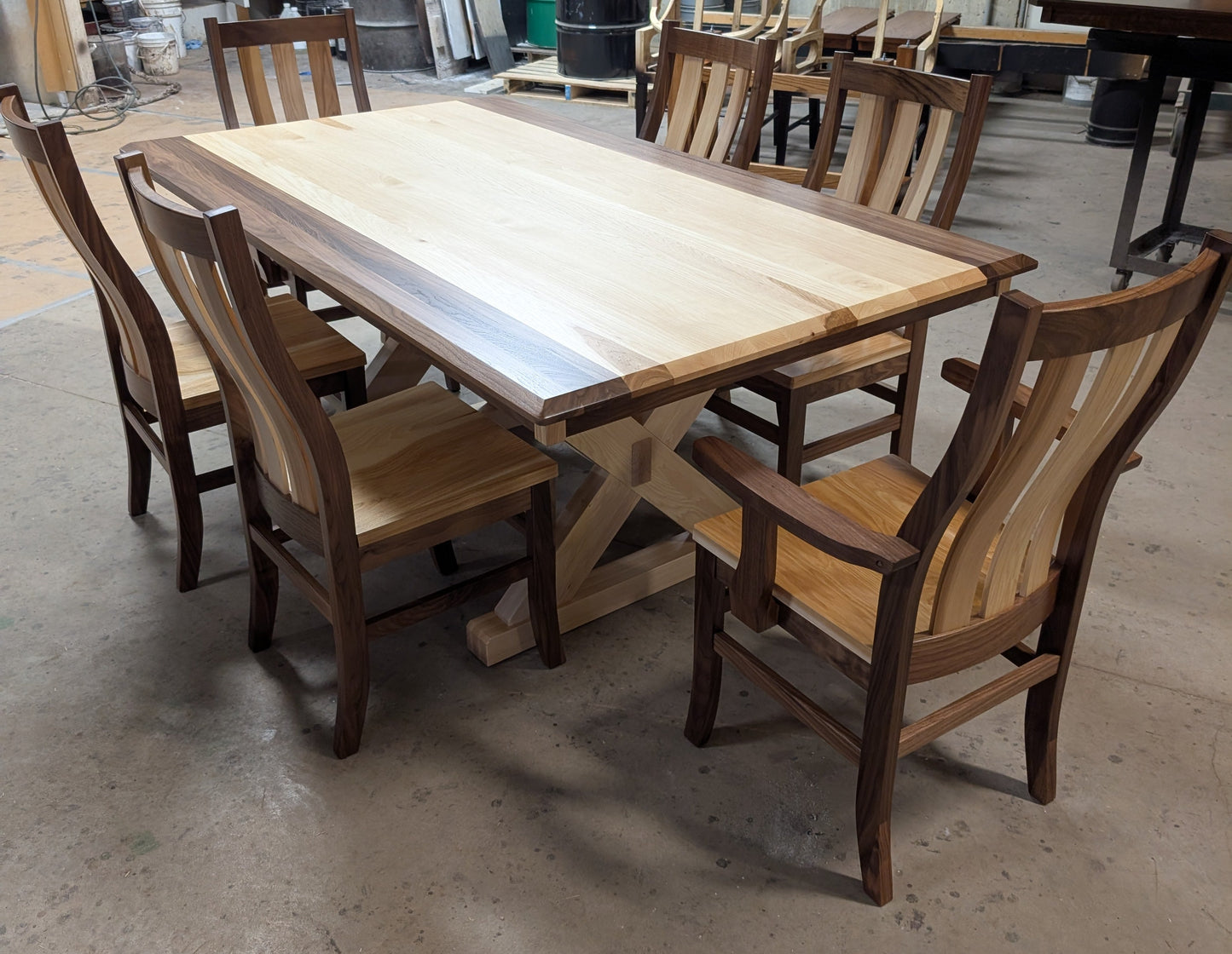 Walnut and Hickory Table and Chair Set