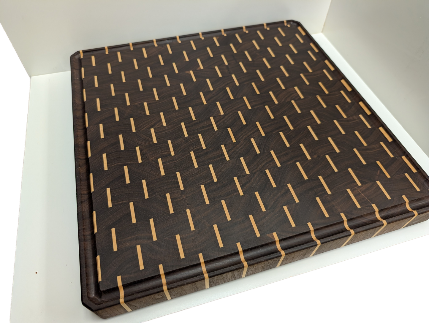 Striped Walnut and Maple Endgrain Cutting Board