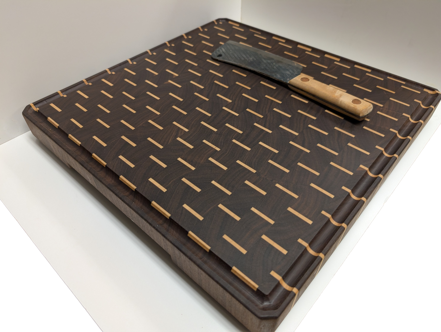 Striped Walnut and Maple Endgrain Cutting Board