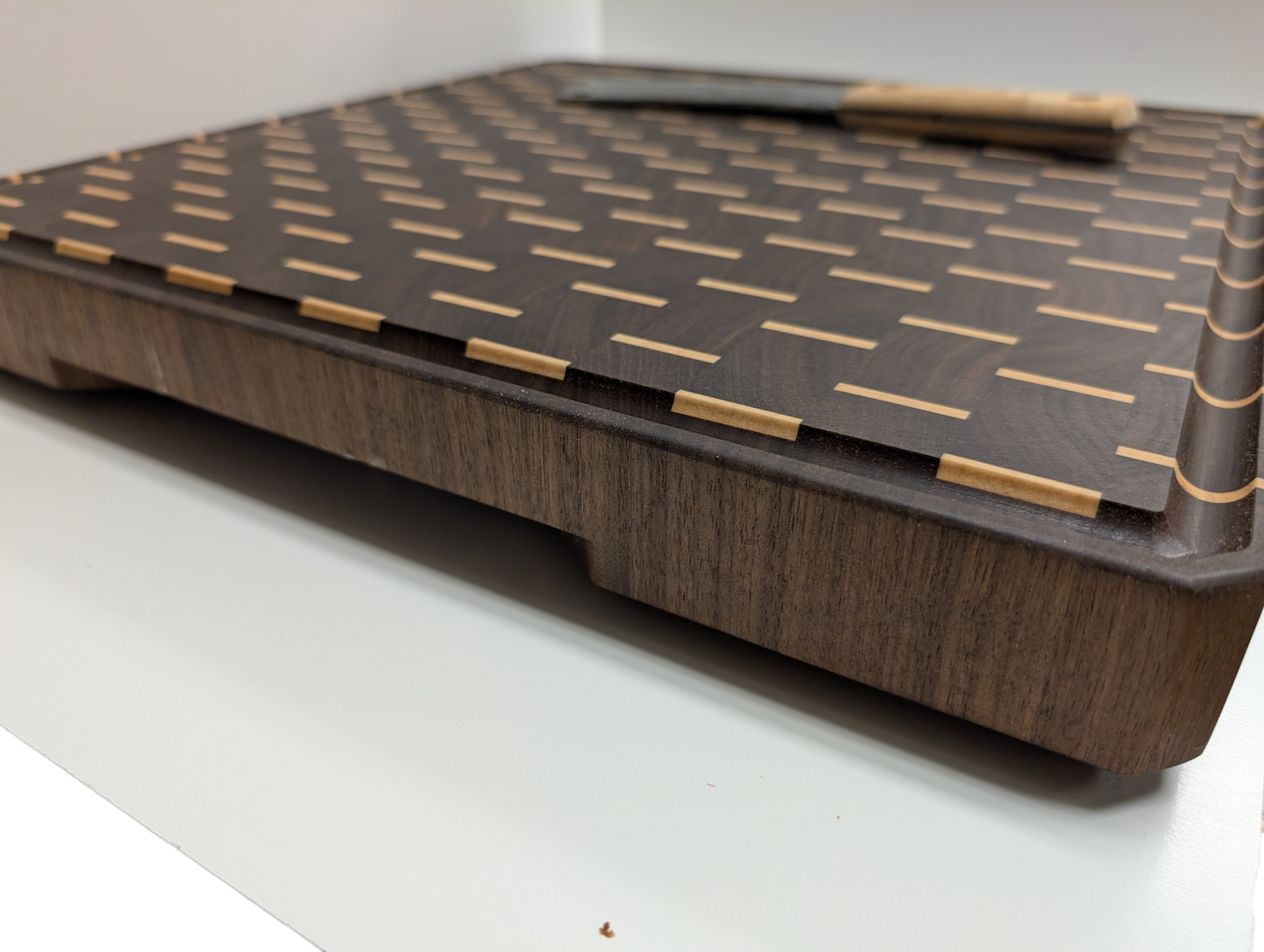 Striped Walnut and Maple Endgrain Cutting Board