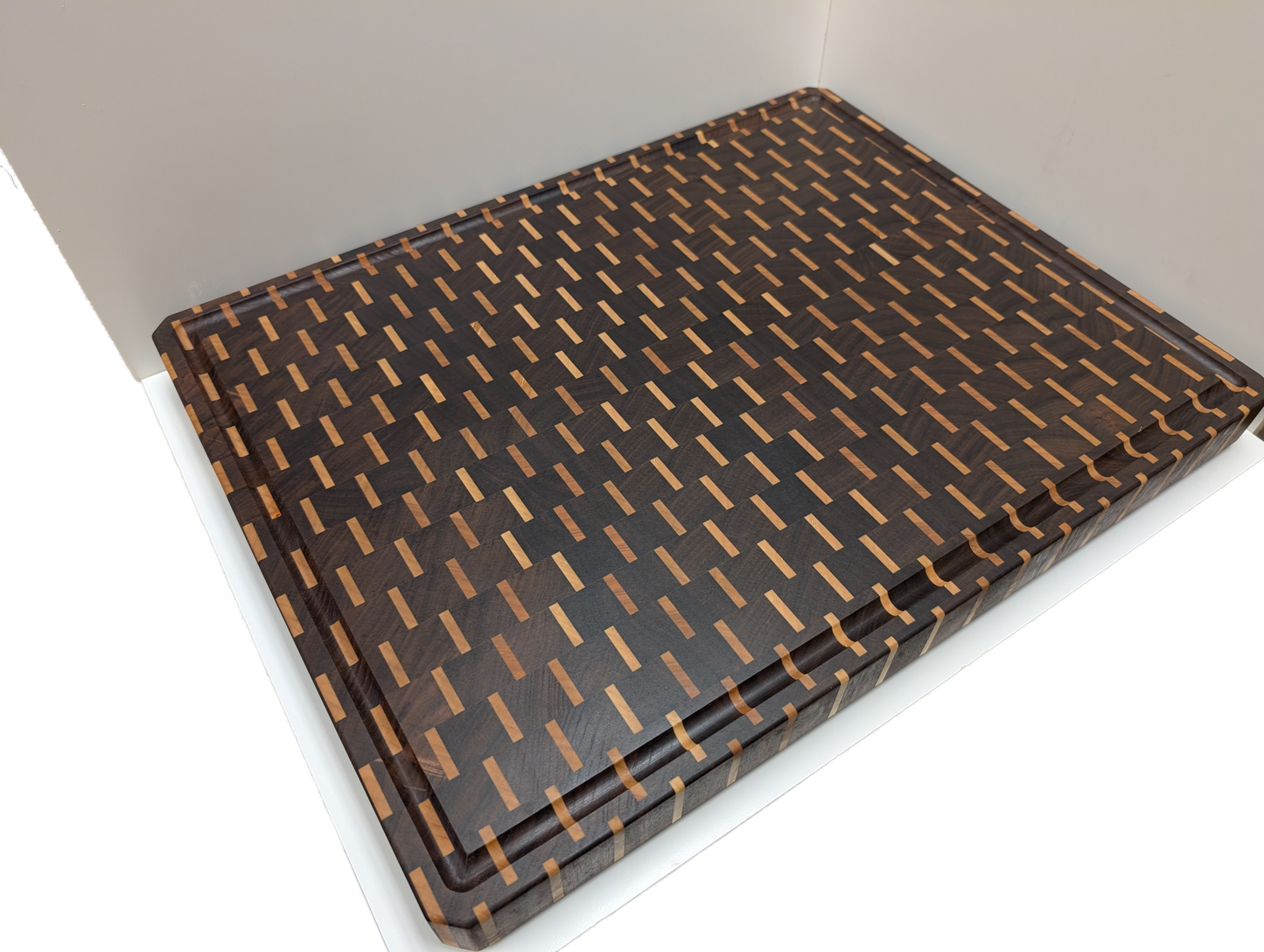 Striped Walnut and Maple Endgrain Cutting Board