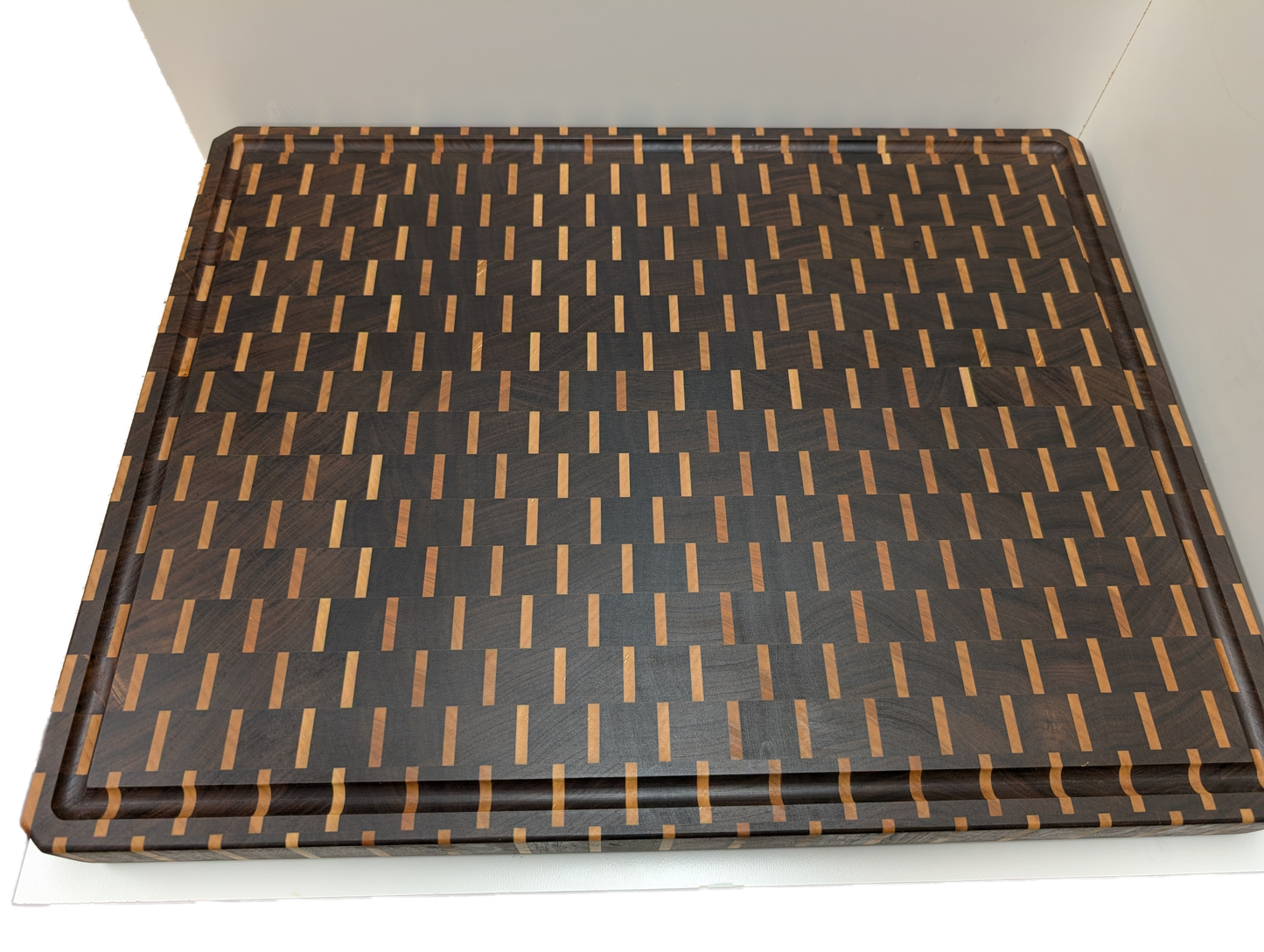 Striped Walnut and Maple Endgrain Cutting Board
