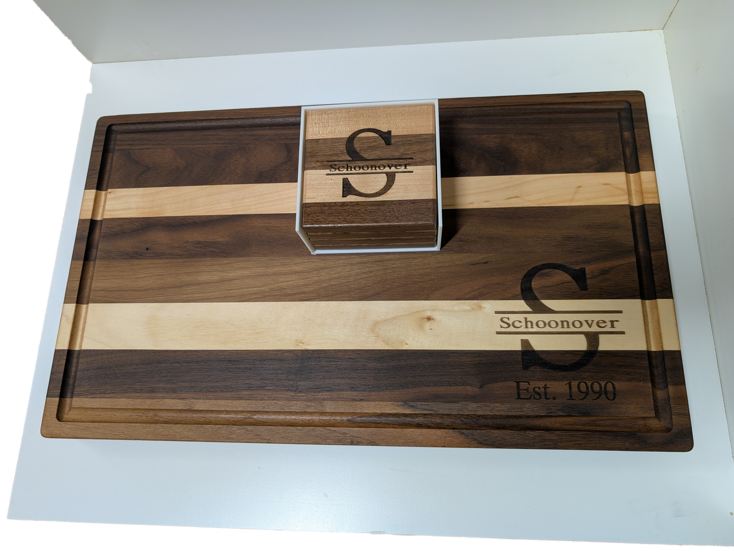 Striped Walnut & Maple Cutting Board