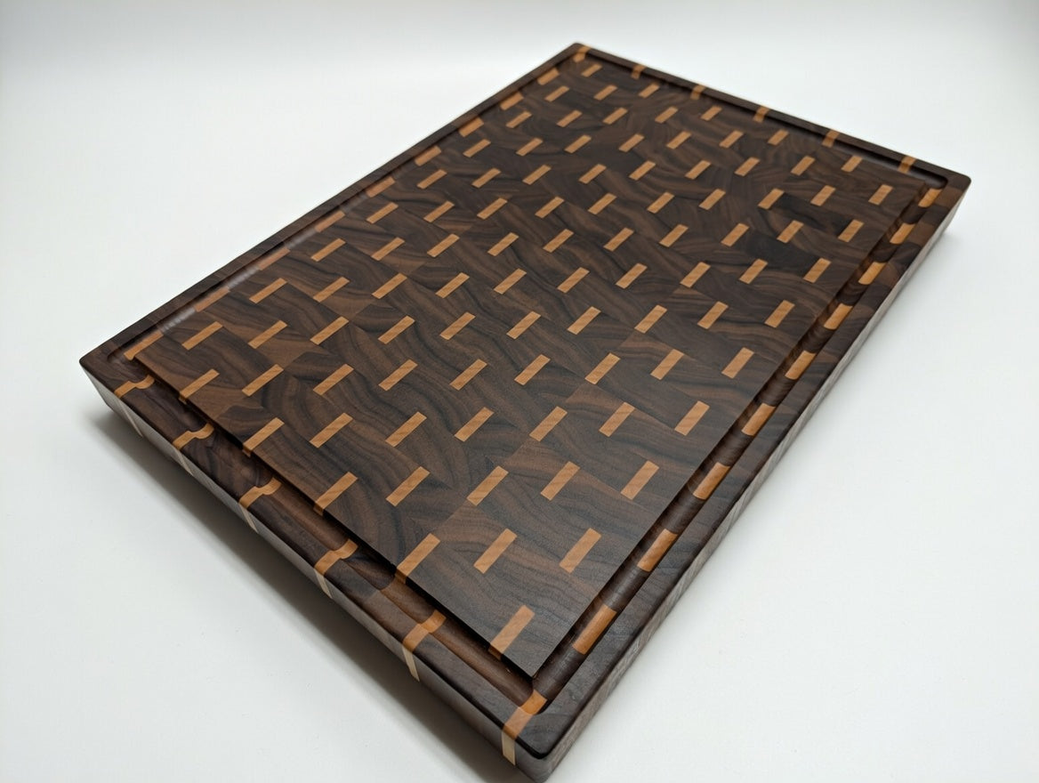 Striped Walnut and Maple Endgrain Cutting Board