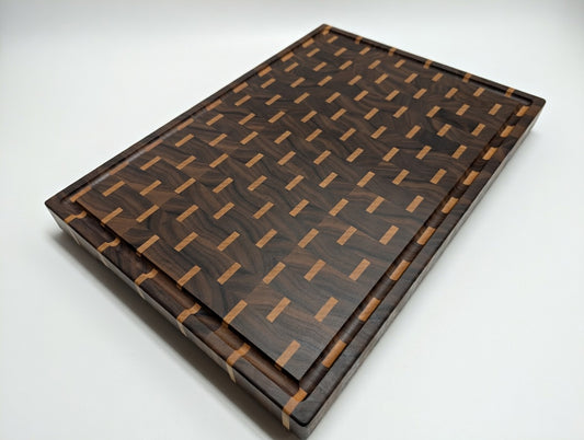 Striped Walnut and Maple Endgrain Cutting Board
