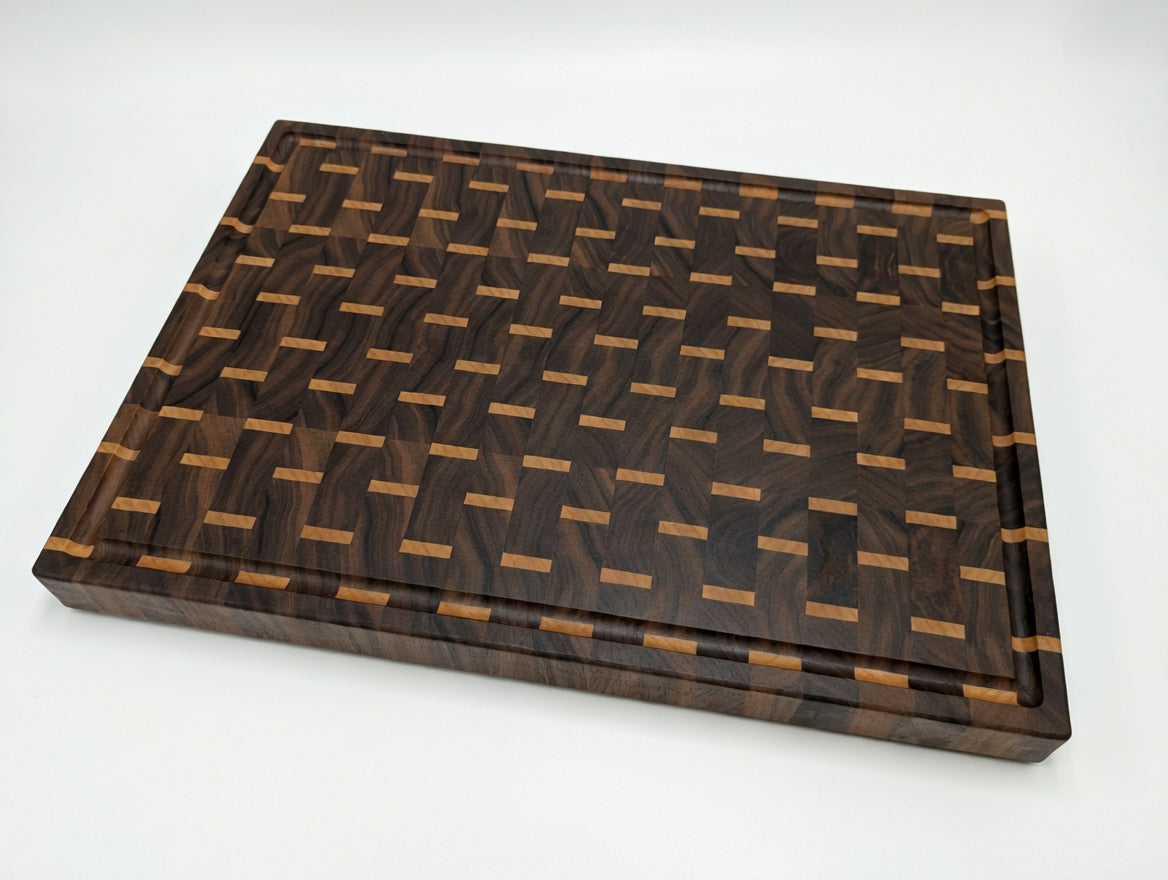 Striped Walnut and Maple Endgrain Cutting Board