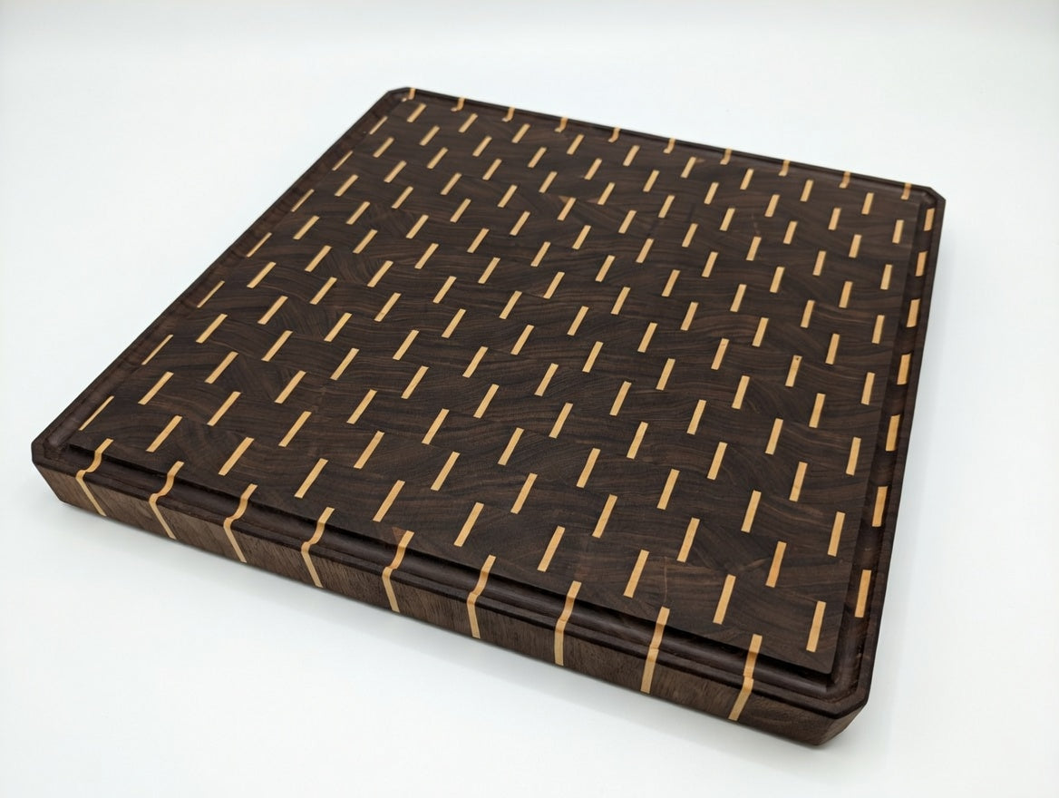 Striped Walnut and Maple Endgrain Cutting Board