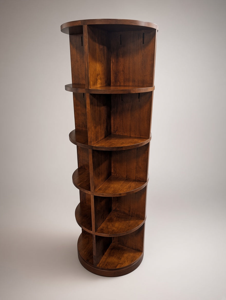 Handcrafted 5-Tier Rotating Bookshelf