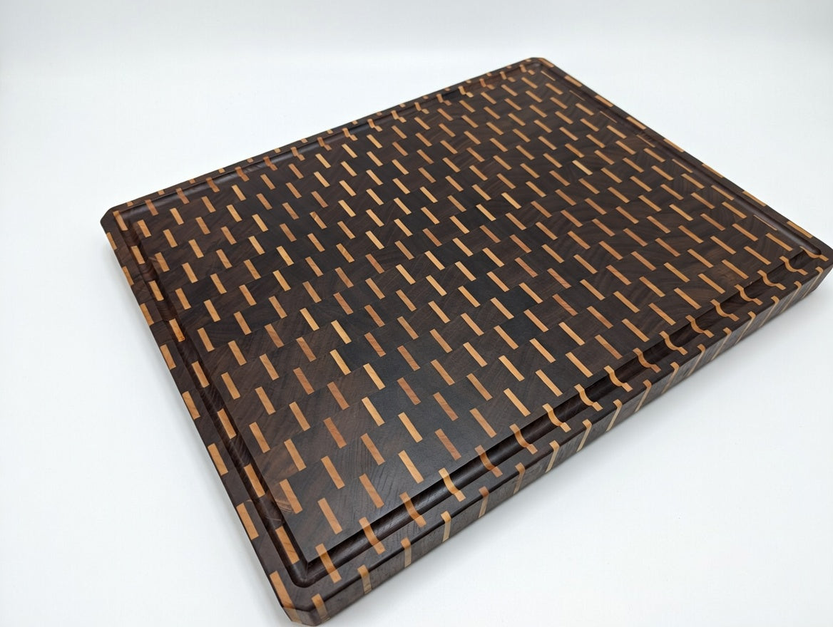 Striped Walnut and Maple Endgrain Cutting Board