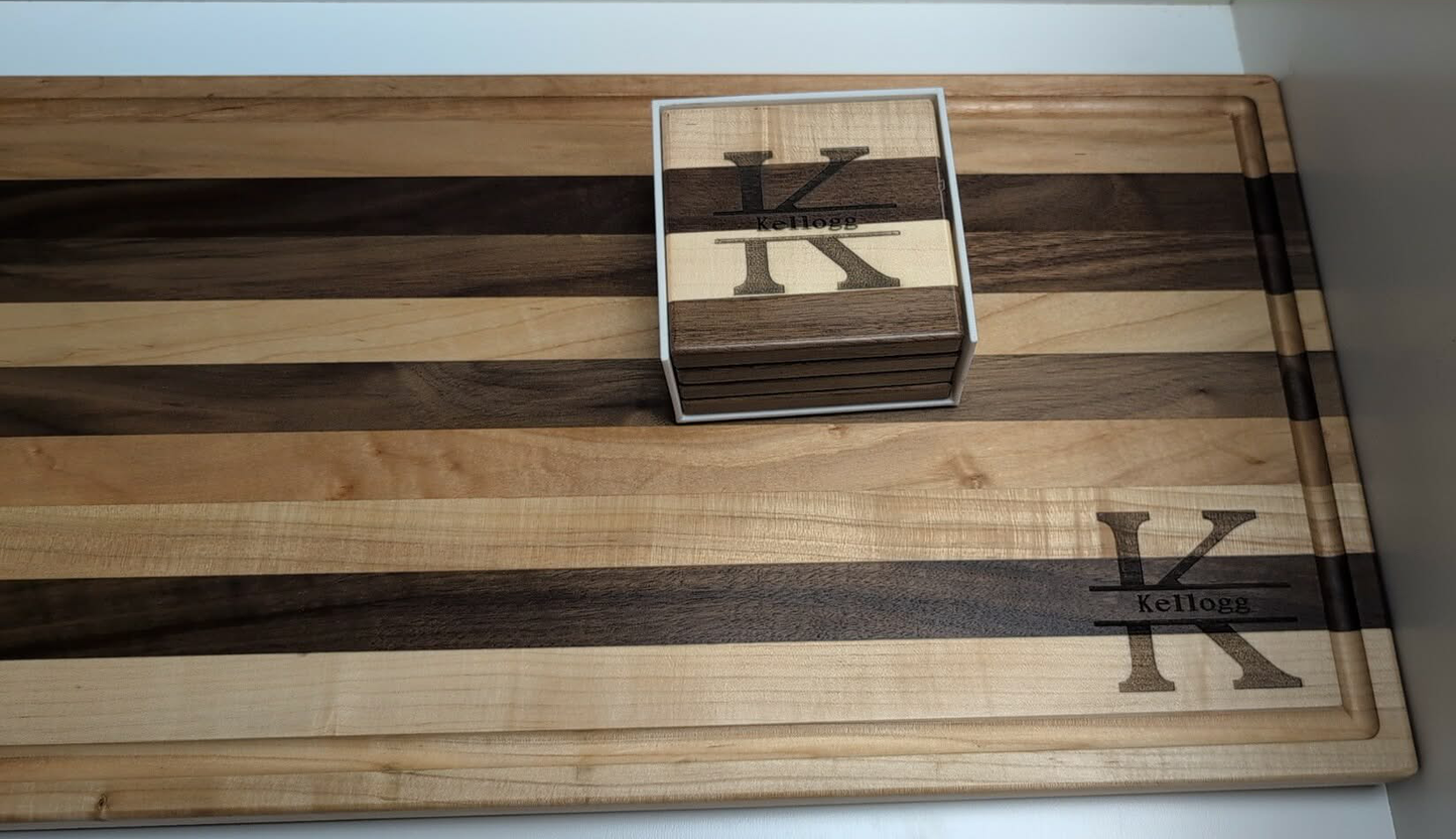 Striped Walnut & Maple Cutting Board