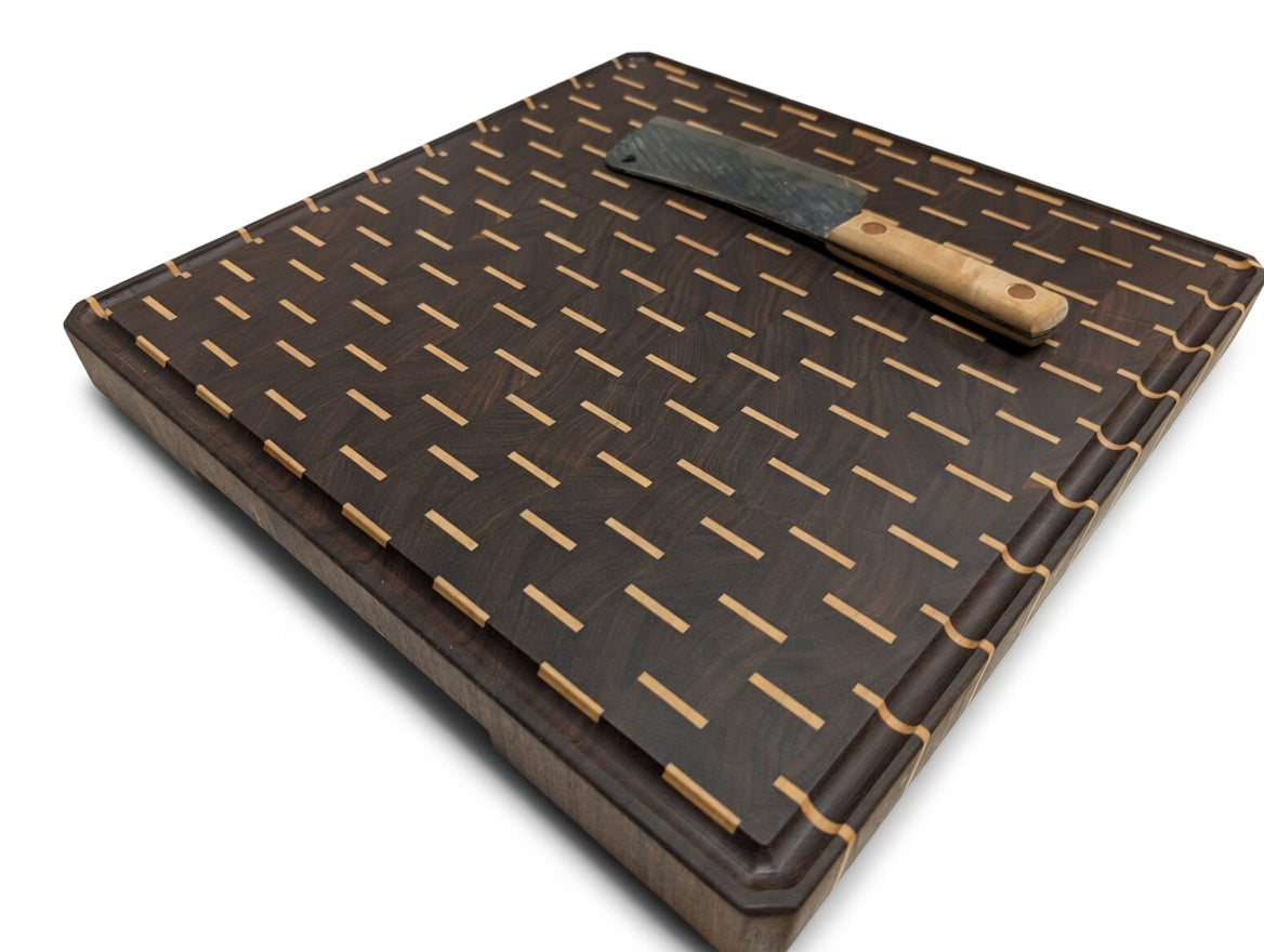 Striped Walnut and Maple Endgrain Cutting Board